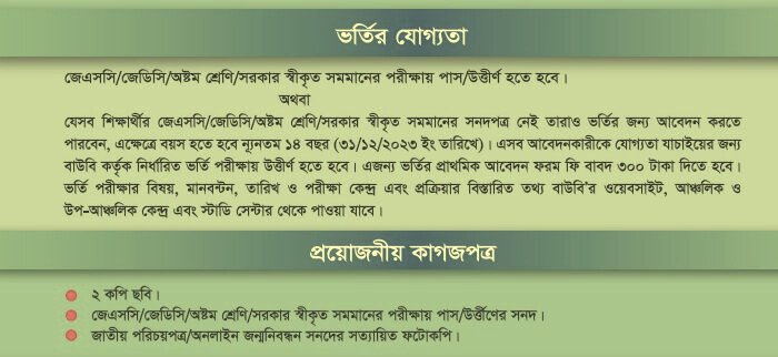 BOU SSC Admission